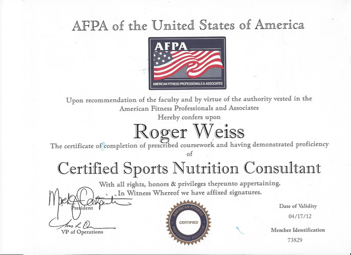 Certified Sports Nutrition Consultant